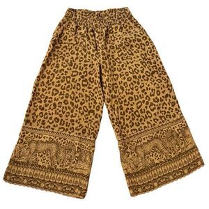 Soft Surroundings Wide Leg Pants Haya Crop Mocha Leopard Women’s Size Medium